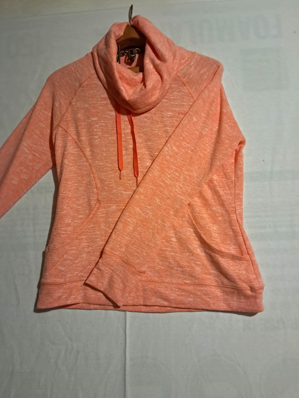 Reebok Women's Orange Heathered Hoodie M Hooded Neck Drawstring Reebock made.
